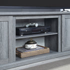 Manhattan Comfort - Meuble TV traditionnel Franklin 60 po - Gris-Comprend 2 portes à fermeture douce avec 2 espaces de rangement dissimulés et 2 étagères centrales ouvertes