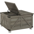 HOMCOM - Table basse avec rangement caché à dessus rabattable - gris vieilli-Style ferme avec panneaux de grange adapté au salon, au bureau ou à l'appartement