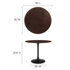 Modway - Lippa Rond de 36 po Bois Table à manger, Noyer cerisier noir-Placage en grain de bois et plateau de table en MDF