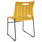 Flash Furniture - Chaise empilable jaune de la série HERCULES à base traîneau d'une capacité de 881 lb avec dossier ventilé-Conception à dossier et siège en plastique jaune aux contours ergonomiques