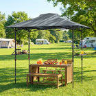 Outsunny - Gazébo pliant pour barbecue 5 pi l x 8.5 pi L avec étagères - Auvent d'extérieur UPF 50+ - Gris foncé-Deux évents supérieurs pour une meilleure circulation de l'air et dissipation de la chaleur