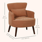 HOMCOM - Fauteuil d’appoint avec siège épais pour salon - orange-Structure en bois d’eucalyptus et pieds en bois de caoutchouc garantissent une construction robuste  
