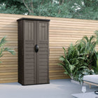 Suncast - Abri vertical - couleur Stoney-Le profil haut est idéal pour ranger les échelles, les outils à long manche et les fournitures de jardin.