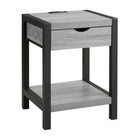 Monarch Specialties - 3201 Table d'Appoint Contemporaine 24 po à 2 Niveaux - Tiroir de Rangement - Stratifié Gris- Métal Noir-Cette table d'appoint de 24 po de hauteur présente un fini stratifié gris foncé tendance associé à un métal noir élégant, en faisant un ajout stylé à tout décor moderne