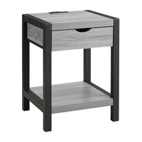 Monarch Specialties - 3201 Table d'Appoint Contemporaine 24 po à 2 Niveaux - Tiroir de Rangement - Stratifié Gris- Métal Noir-Cette table d'appoint de 24 po de hauteur présente un fini stratifié gris foncé tendance associé à un métal noir élégant, en faisant un ajout stylé à tout décor moderne