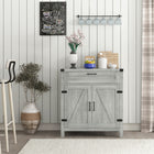 HOMCOM - Buffet 29,9 po L, armoire latérale - gris-Dispositif anti-basculement pour plus de stabilité 