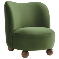Modway - Monroe Performance Velvet Chaise d’accent - Noyer vert mousse-Velours de performance résistant aux taches