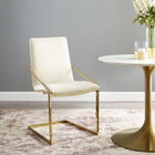 Modway - Pitch Performance Velvet Fauteuil à manger - Ivoire d’or-Acier inoxydable doré