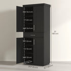 HOMCOM - Armoire de cuisine moderne avec étagères - noir-Structure compacte garantissant plusieurs fonctions, car elle peut être utilisée comme buffet de rangement ou bibliothèque 