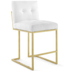 Modway - Privy Acier inoxydable doré Tissu rembourré Tabouret de comptoir - Or Blanc - Ensemble de 2-Base géométrique en acier inoxydable doré