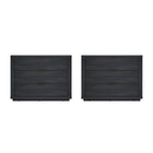 Manhattan Comfort - Ensemble de 2 tables de chevet modernes Evelyn 32" à 3 tiroirs - Gris charbon-Table de nuit moderne pour chambre et salon lot de 2