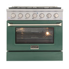 Kucht - 36 po Série KNG Cuisinière Pro Style au gaz naturel - Acier inoxydable/Vert-Cuisez et pâtissez comme un pro grâce au four à convection extra-grand offrant une capacité de 4,2 pi³, une configuration à cinq grilles et une vaste fenêtre d’observation