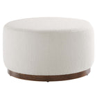 Modway - Tilden Grande boucle ronde de 29" Rembourré Ottoman - Noyer des nuages-Tissu boucle Tissu Rembourrage