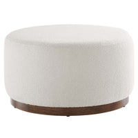 Modway - Tilden Grande boucle ronde de 29" Rembourré Ottoman - Noyer des nuages-Tissu boucle Tissu Rembourrage