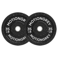 MotionGrey - Disques de musculation premium - Disques olympiques pour entraînement de force - 35 lb - Noir - Lot de 2-Plaques avec revêtement en caoutchouc durable : Revêtement épais qui réduit le bruit, protège le sol et assure une durabilité à long terme
