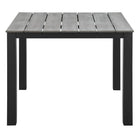 Modway - Maine 40 po Terrasse extérieure Table à manger, Brun Gris-Lattes de bois synthétique gris clair
