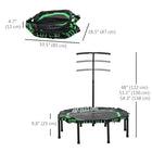 Soozier - Mini Trampoline Silencieux 48 po Avec Barre De Maintien Réglable - Vert-Cadre en acier robuste et corde élastique conçus pour résister à des années de sauts  