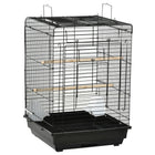 PawHut - Cage à oiseaux 23 po H avec toit de jeu ouvert et perchoir avec bol d’alimentation - noir-La cage interactive encourage l'activité physique et stimule mentalement votre perruche 
