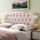 Modway - Annabel Touffe de diamant Performance Velvet Tête de lit complète, Rose-Tissu résistant aux taches durable