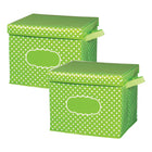 Teacher Created Resources - Lime Polka Dots Storage Box, Pack de 2-Un organisateur décoratif pour stocker soigneusement les manipulateurs, les livres, les blocs-notes, les jouets éducatifs, les jeux et les fournitures
