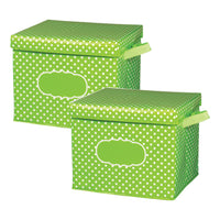 Teacher Created Resources - Lime Polka Dots Storage Box, Pack de 2-Un organisateur décoratif pour stocker soigneusement les manipulateurs, les livres, les blocs-notes, les jouets éducatifs, les jeux et les fournitures