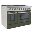 Kucht - 48 po Série KDF Cuisinière Pro Style à double combustible - Acier inoxydable/Vert olive-Dimensions du produit 27,75 po L x 48 po L x 36 po H