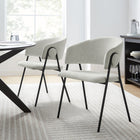 Modway - Nella Rembourré Chenille à bruyère Chaises de salle à manger Ensemble de 2 - Papier journal noir-Pieds métalliques effilés