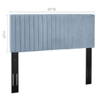 Modway - Keira Performance Velvet Tête de lit complète / Queen, Bleu clair-Touffage vertical de canaux rayés