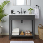 Modway - Altura 36" Vanette de salle de bain - Gris blanc-Bassin d’évier en céramique intégré