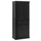 HOMCOM - Armoire de cuisine haute avec tiroir - noir-Design moderne élégant avec panneaux à rainures et poignées antiques 