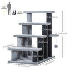 PawHut - Escalier pour chat à 4 marches, petit arbre avec jouet - 23,5 po x 16 po x 25 po-Couleur : gris clair, noir 