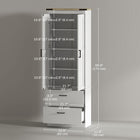 HOMCOM - Armoire de cuisine haute 67 po avec étagères réglables - grain de bois blanc crème-Finition crème vieillie avec plateau marron rétro et accents noirs pour un charme de ferme 
