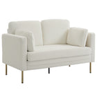 HOMCOM - Canapé 55 po deux places avec coussins - blanc crème-Doté d’un tissu en velours côtelé doux, offrant une assise chaleureuse et confortable 