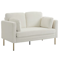 HOMCOM - Canapé 55 po deux places avec coussins - blanc crème-Doté d’un tissu en velours côtelé doux, offrant une assise chaleureuse et confortable 
