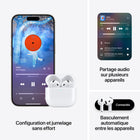Apple - AirPods 4-Étui Redessiné - L'étui de recharge USB-C a été rapetissé de plus de 10 % par rapport à la génération précédente