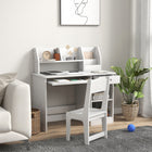 Qaba - Ensemble bureau et chaise pour enfants avec étagères de rangement - Blanc-Fabriqué avec une construction robuste avec des bords arrondis 