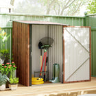 Outsunny - Abri de jardin adossé 3 pi x 3 pi - teck-Structure en acier, résistante à la rouille  
