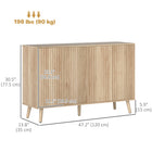 HOMCOM - Buffet 47,2 po L avec rangement - chêne-Structure en panneau de particules et cinq pieds en bois de pin supportant jusqu'à 198 lb (90 kg) 
