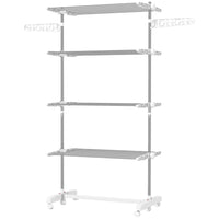 HOMCOM - Séchoir à vêtements 4 niveaux avec ailes latérales et roulettes pour intérieur/extérieur - blanc-Avec 25,5 po (64,8 cm) d’espace pour le séchage du linge à l’intérieur 