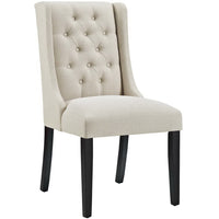 Modway - Baronet Bouton touffé Tissu Chaise à manger - Beige-Fauteuil d’appoint moderne élégant