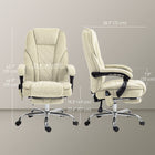 Vinsetto - Fauteuil de bureau massant inclinable à hauteur réglable et repose-pieds - beige-Dossier courbé et rembourrage épais pour un soutien supplémentaire 