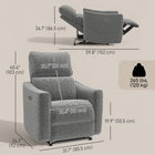 HOMCOM - Fauteuil inclinable électrique avec ports USB - gris foncé-Réglage du dossier à 137° pour lire, faire la sieste ou regarder la télévision 