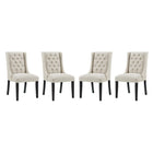 Modway - Baronet Tissu Chaise à manger Ensemble de 4 - Beige-Fauteuil d’appoint moderne élégant