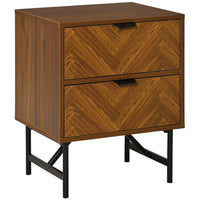 HOMCOM - Table de chevet avec 2 tiroirs - noyer brun-2 tiroirs offrent suffisamment d'espace pour les accessoires quotidiens