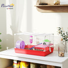 PawHut - Cage pour Hamster 18,5'' L avec Roue d'Exercice, Bouteille d'Eau et Bols - Rouge-Comprend une petite maison sur le perchoir, une bouteille d’eau, des gamelles, une échelle et des roues d’exercice