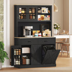 HOMCOM - Armoire de garde-manger 69 po avec station de recharge - noir-Quatre porte-épices sur les portes gardent les assaisonnements à portée de main 