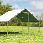 PawHut - Grand poulailler galvanisé, enclos avec accès piéton - 32,8 pi x 9,8 pi x 6,4 pi-Le grillage hexagonal en acier offre une excellente protection pour vos animaux 
