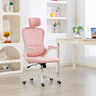 HOMCOM - Chaise de bureau ergonomique avec soutien lombaire - rose-Les accoudoirs rabattables permettent de gagner de l’espace, idéal pour les petites pièces et les appartements 