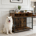 PawHut - Meuble cage pour chien avec station d’alimentation 39 po - noir-Dotée d’une station d’alimentation rotative innovante avec deux bols pour un remplissage facile 
