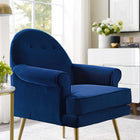 Modway - Revive Accent de boutons touffés Performance Velvet Fauteuil - Marine-Touffage élégant de boutons